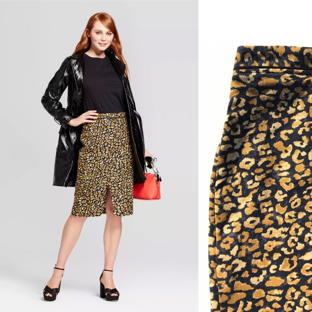 NEW Cheetah Print Knit Pencil Skirt Size 6 :078 - Picture 1 of 8